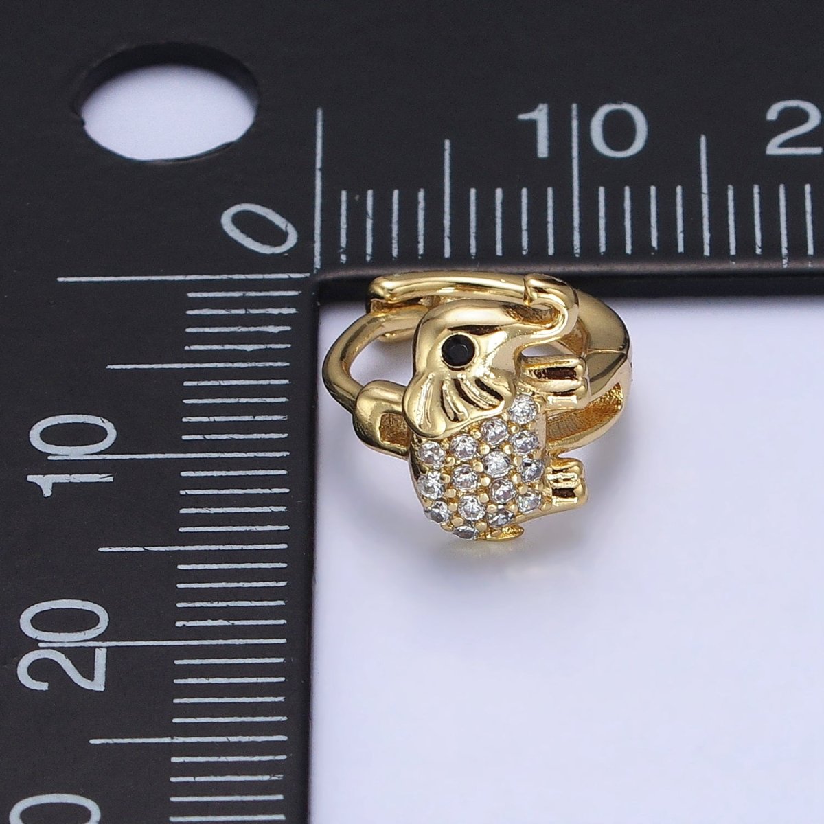 14K Gold Filled Elephant Micro Paved CZ Cartilage Huggie Earrings | AD1383 - DLUXCA
