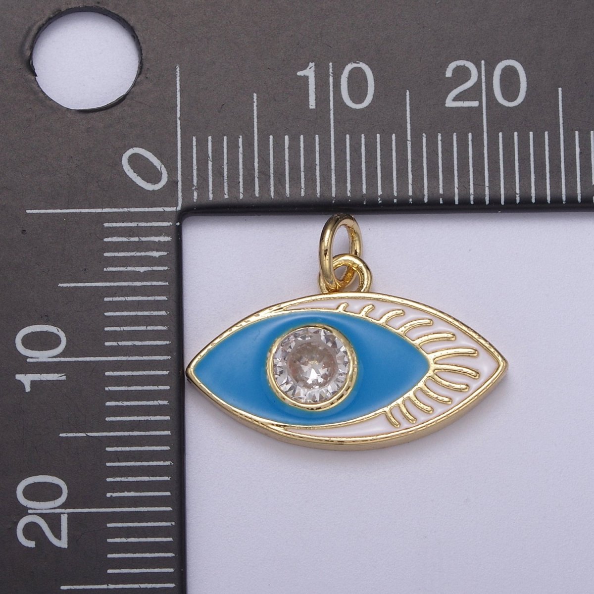 14K Gold Filled Enamel Evil Eye Pendant, Evil Eye Charm, Enamel Charm, Micro-pavé CZ Eye Necklace, DIY Jewelry Accessory N-267 - N-270 - DLUXCA