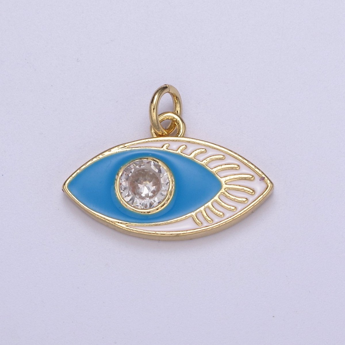 14K Gold Filled Enamel Evil Eye Pendant, Evil Eye Charm, Enamel Charm, Micro-pavé CZ Eye Necklace, DIY Jewelry Accessory N-267 - N-270 - DLUXCA