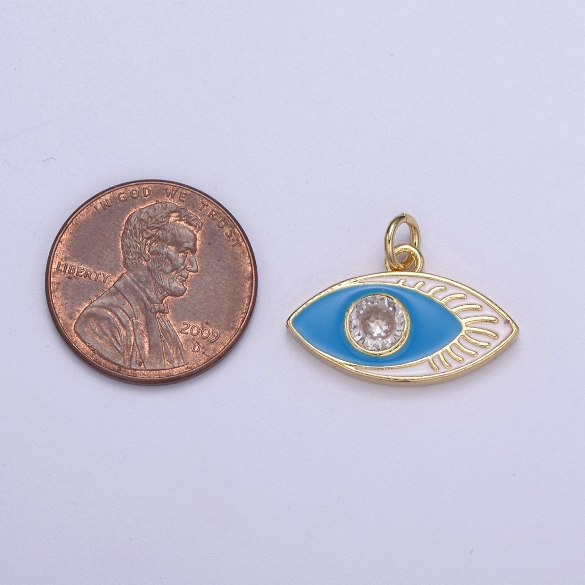 14K Gold Filled Enamel Evil Eye Pendant, Evil Eye Charm, Enamel Charm, Micro-pavé CZ Eye Necklace, DIY Jewelry Accessory N-267 - N-270 - DLUXCA