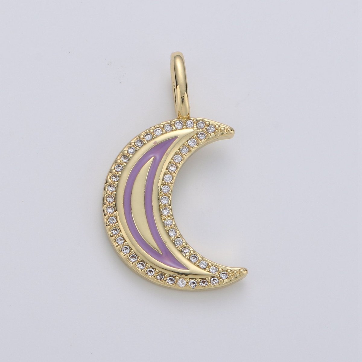 14k Gold Filled Enamel Moon Pendant Dainty Gold Moon Charm Red Teal Purple Enamel charm for Celestial Jewelry for Earring Bracelet Necklace D-110 - D-112 - DLUXCA