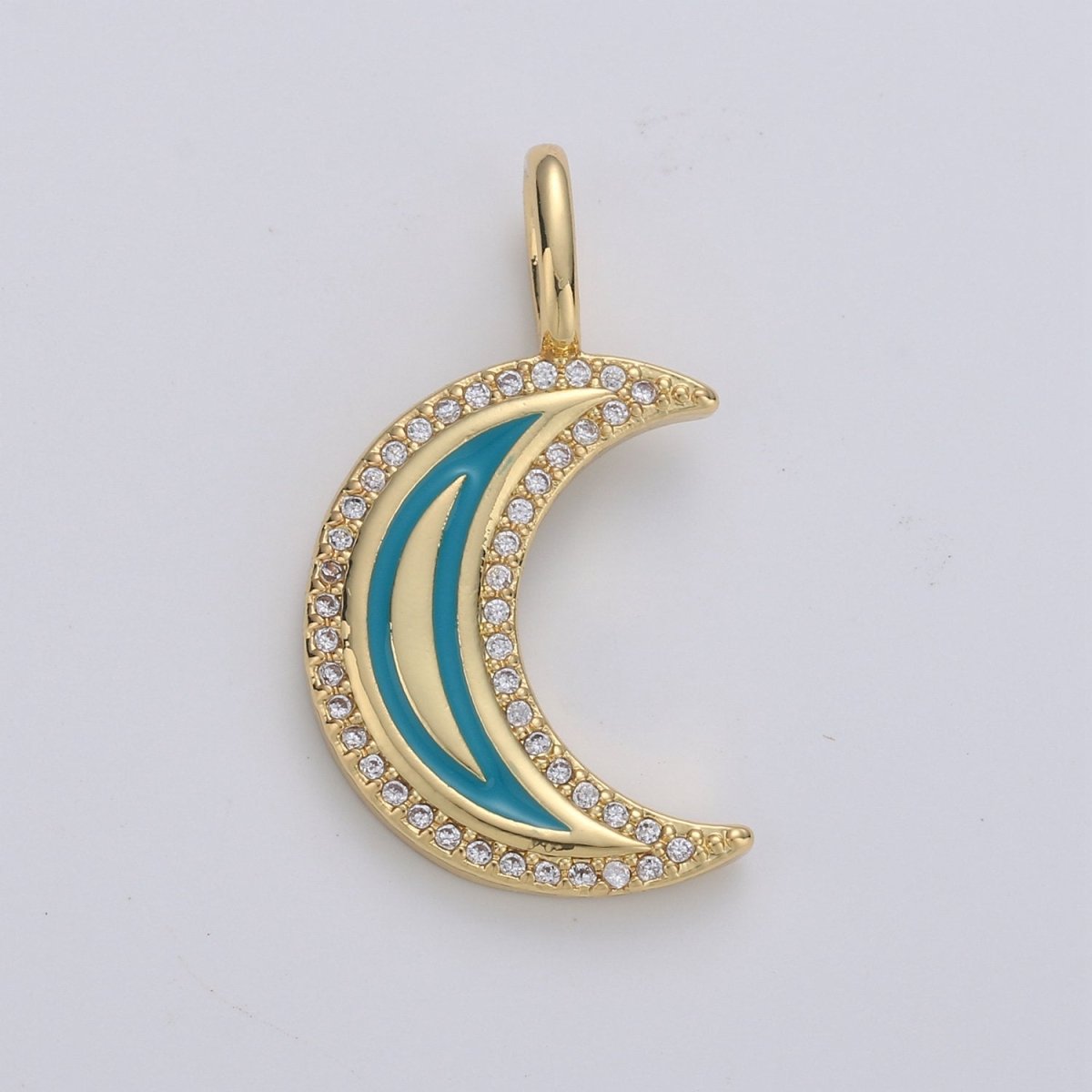 14k Gold Filled Enamel Moon Pendant Dainty Gold Moon Charm Red Teal Purple Enamel charm for Celestial Jewelry for Earring Bracelet Necklace D-110 - D-112 - DLUXCA