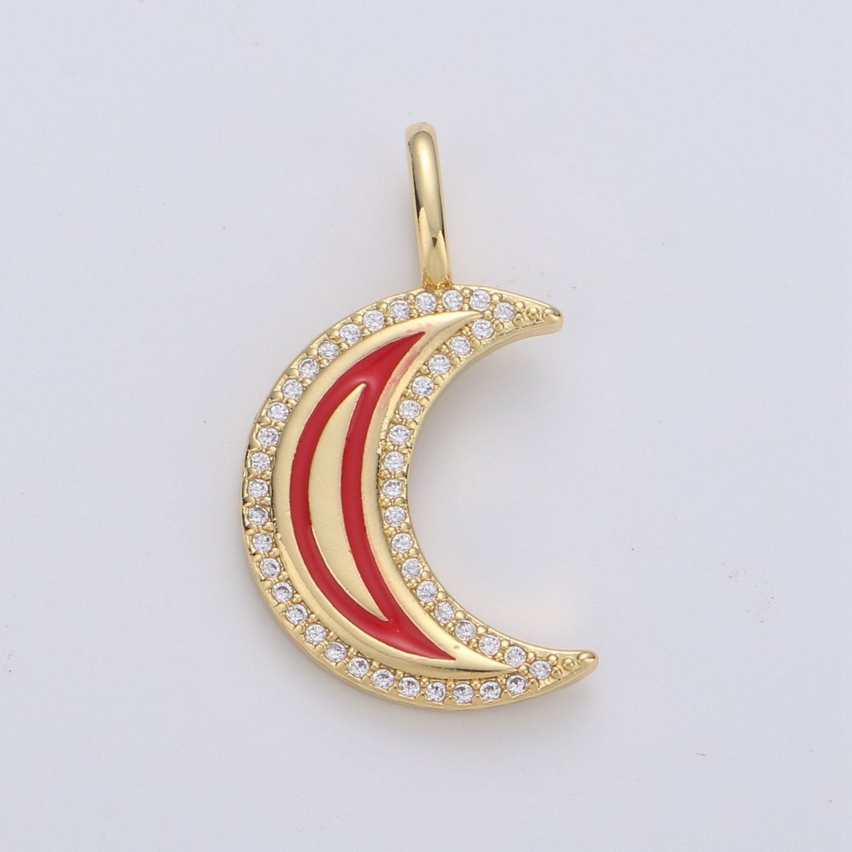 14k Gold Filled Enamel Moon Pendant Dainty Gold Moon Charm Red Teal Purple Enamel charm for Celestial Jewelry for Earring Bracelet Necklace D-110 - D-112 - DLUXCA