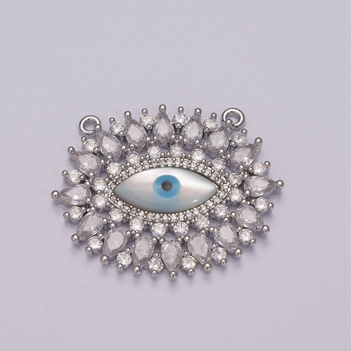14K Gold Filled Evil Eye Charm, CZ Micro Pave Sparkly Statement Charm Connector for Necklace Jewelry Making Amulet Talisman Jewelry N-071 - N-074 - DLUXCA