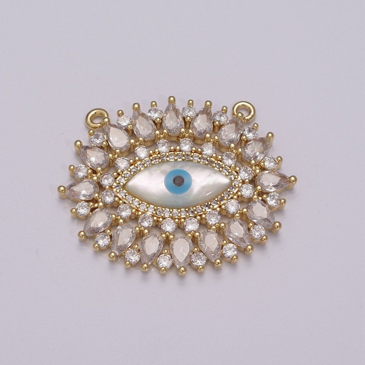 14K Gold Filled Evil Eye Charm, CZ Micro Pave Sparkly Statement Charm Connector for Necklace Jewelry Making Amulet Talisman Jewelry N-071 - N-074 - DLUXCA