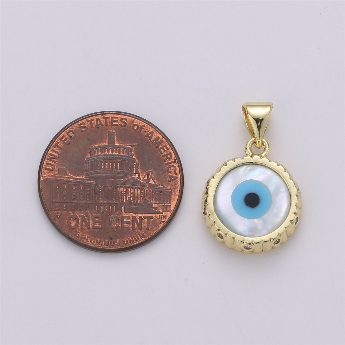 14k Gold Filled Evil Eye Charm Extra Tiny Evil Eye Pendant Charm eye of ra minimalist jewelry Gift for Her Bridal necklace component I-592 I-761 - DLUXCA