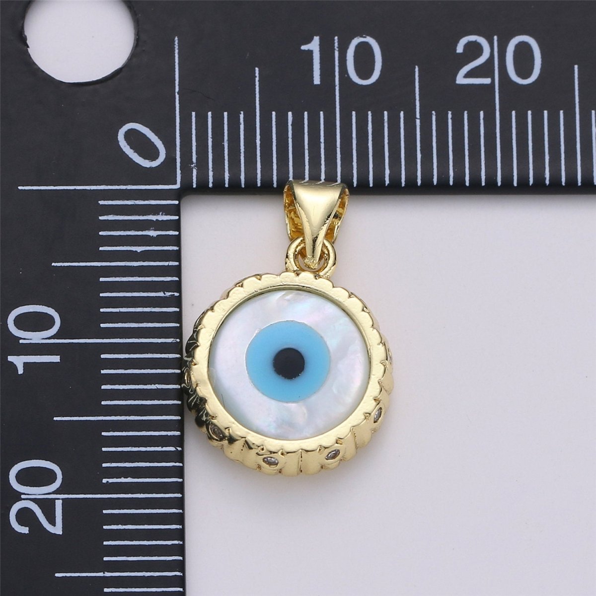 14k Gold Filled Evil Eye Charm Extra Tiny Evil Eye Pendant Charm eye of ra minimalist jewelry Gift for Her Bridal necklace component I-592 I-761 - DLUXCA