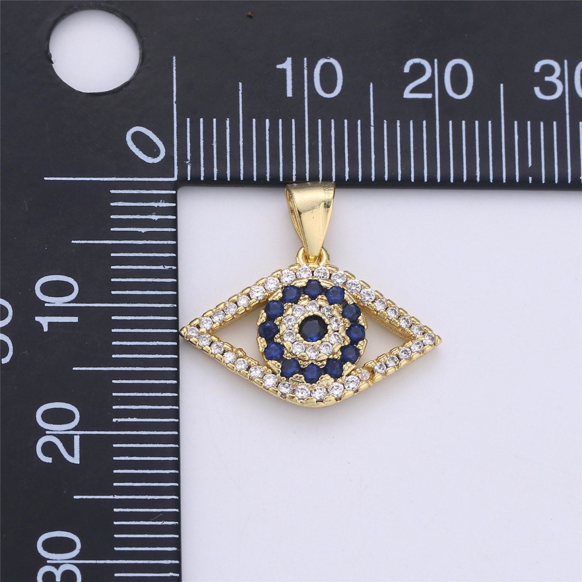 14k Gold Filled Evil Eye Charm Micro Pave Evil Eye Pendant CZ Charms Eye of Ra Pendant for Necklace Bracelet earring Component 18x20mm I-362 - DLUXCA