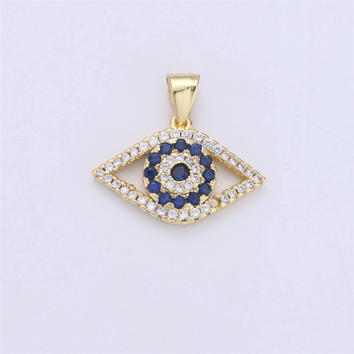 14k Gold Filled Evil Eye Charm Micro Pave Evil Eye Pendant CZ Charms Eye of Ra Pendant for Necklace Bracelet earring Component 18x20mm I-362 - DLUXCA