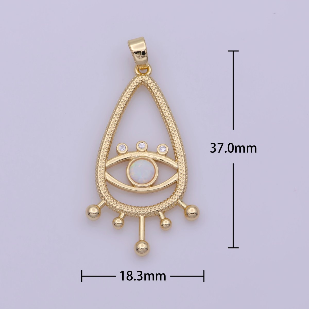 14K Gold Filled Evil Eye Gold White Opal Talisman Charm Pendant, Teardrop Pendant Lucky Medallion Pendant For Earring DIY Jewelry Making N-495 N-496 - DLUXCA
