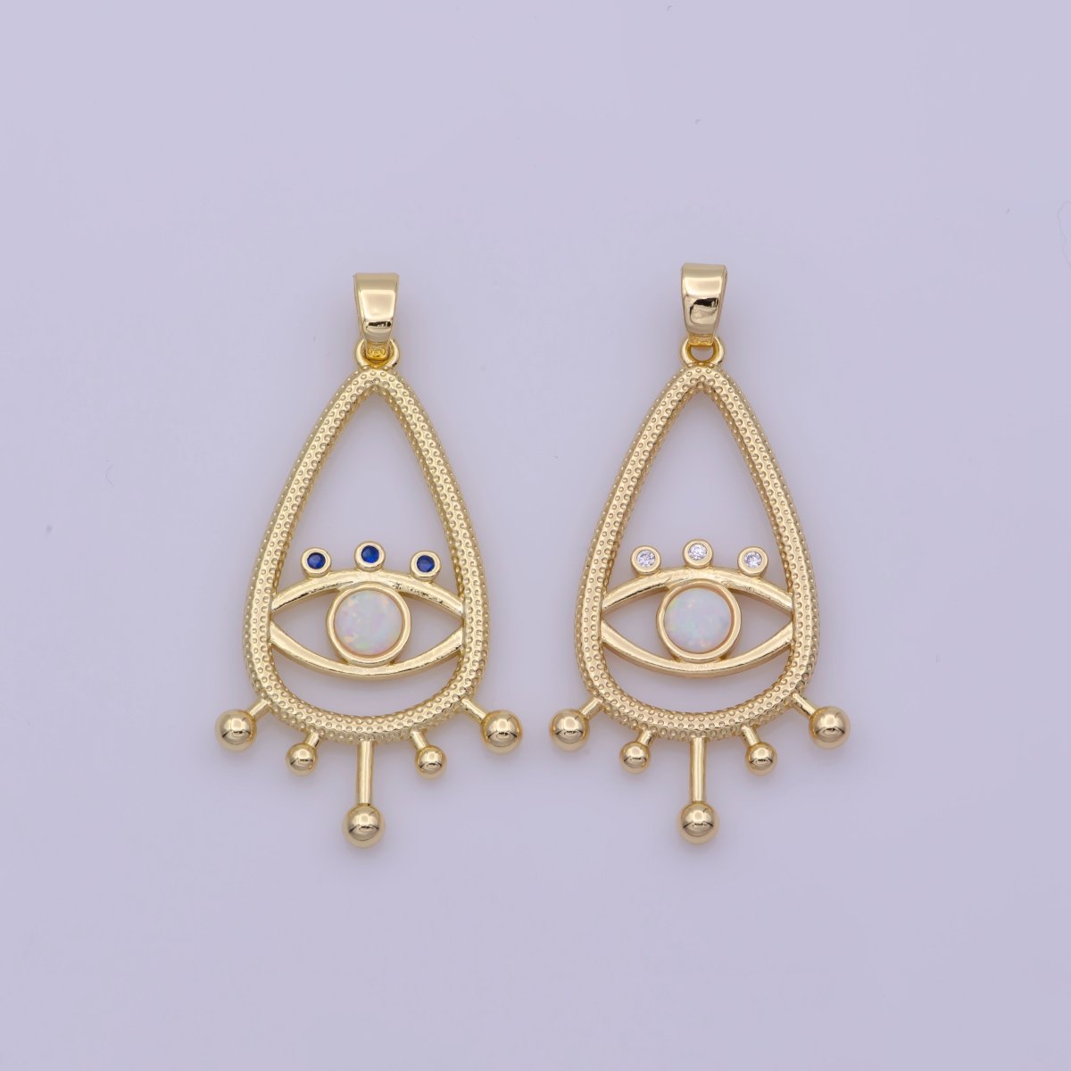 14K Gold Filled Evil Eye Gold White Opal Talisman Charm Pendant, Teardrop Pendant Lucky Medallion Pendant For Earring DIY Jewelry Making N-495 N-496 - DLUXCA