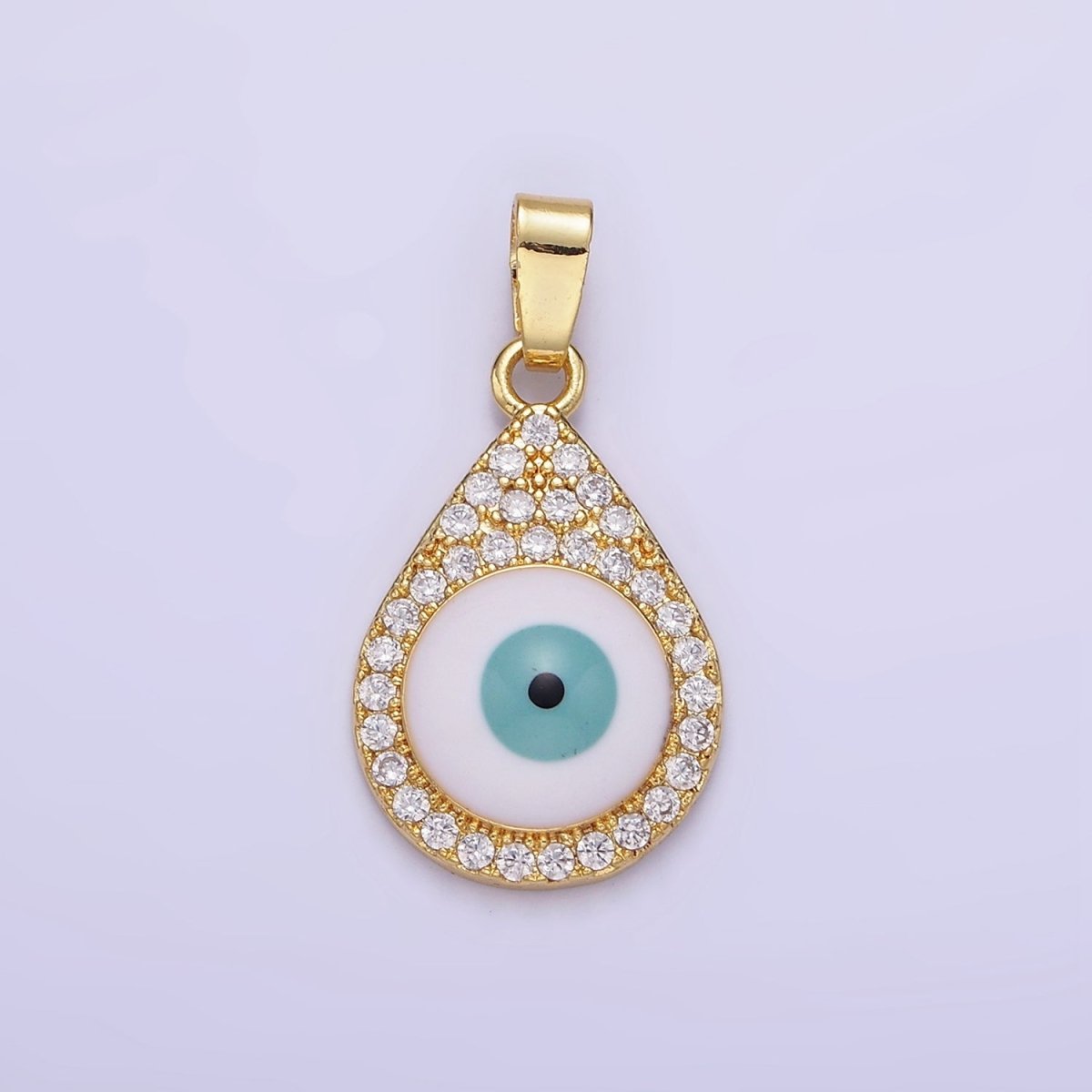 14K Gold Filled Evil Eye Micro Paved CZ Teardrop Pendant | AA1173 - DLUXCA