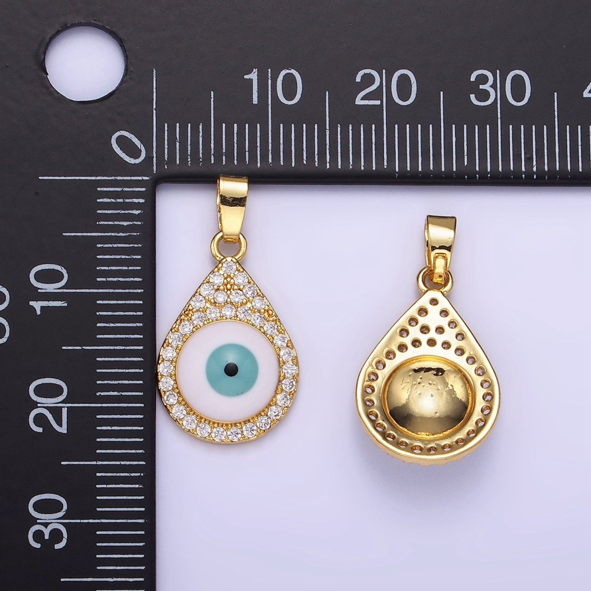 14K Gold Filled Evil Eye Micro Paved CZ Teardrop Pendant | AA1173 - DLUXCA