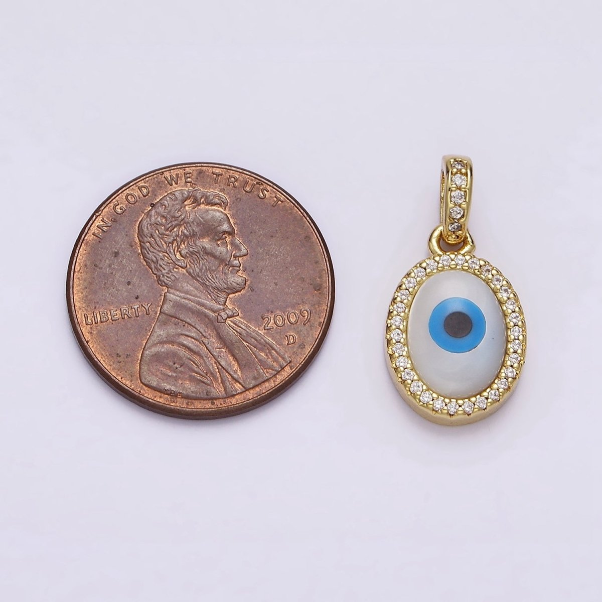 14K Gold Filled Evil Eye Oval Micro Paved CZ Bail Pendant | AA550 - DLUXCA