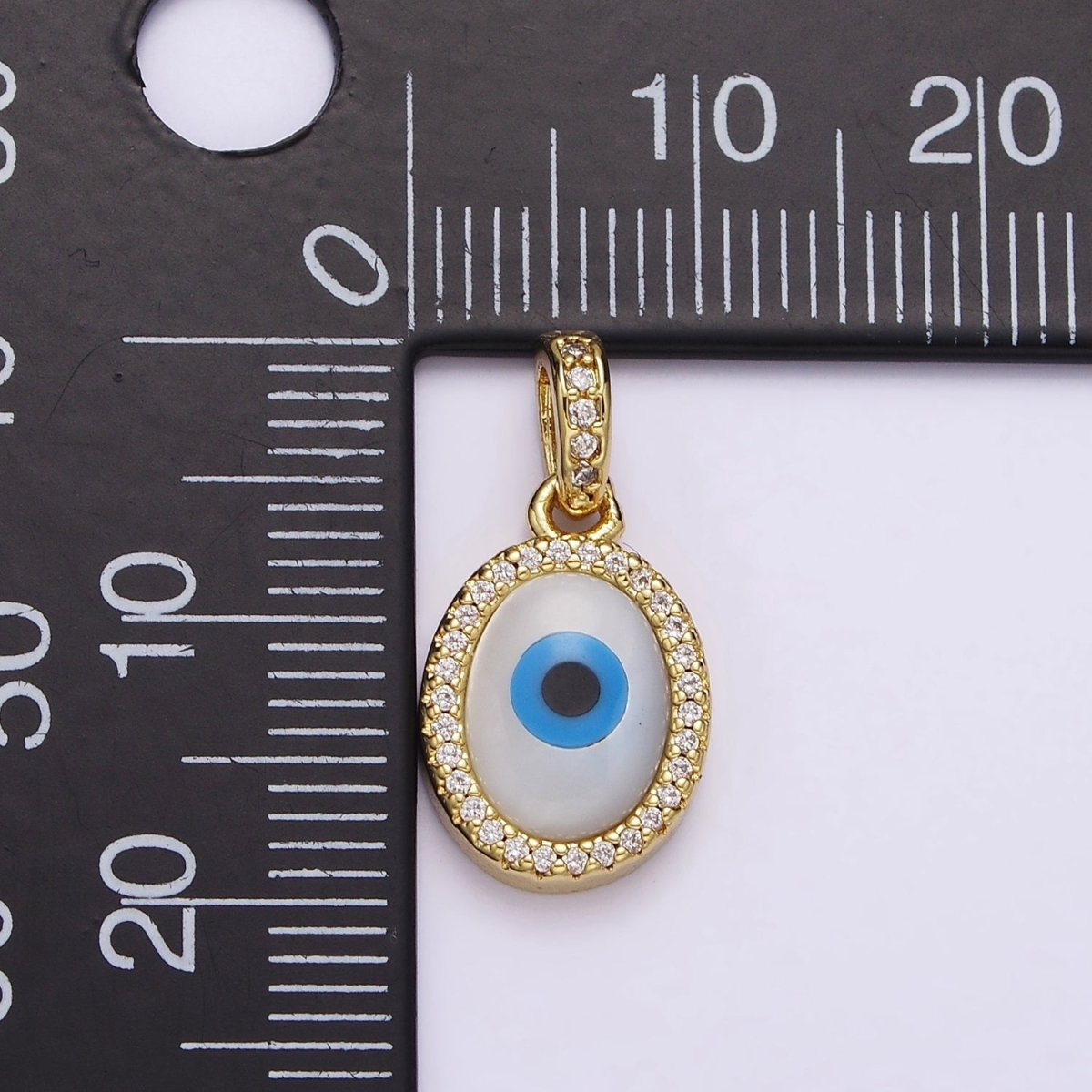 14K Gold Filled Evil Eye Oval Micro Paved CZ Bail Pendant | AA550 - DLUXCA