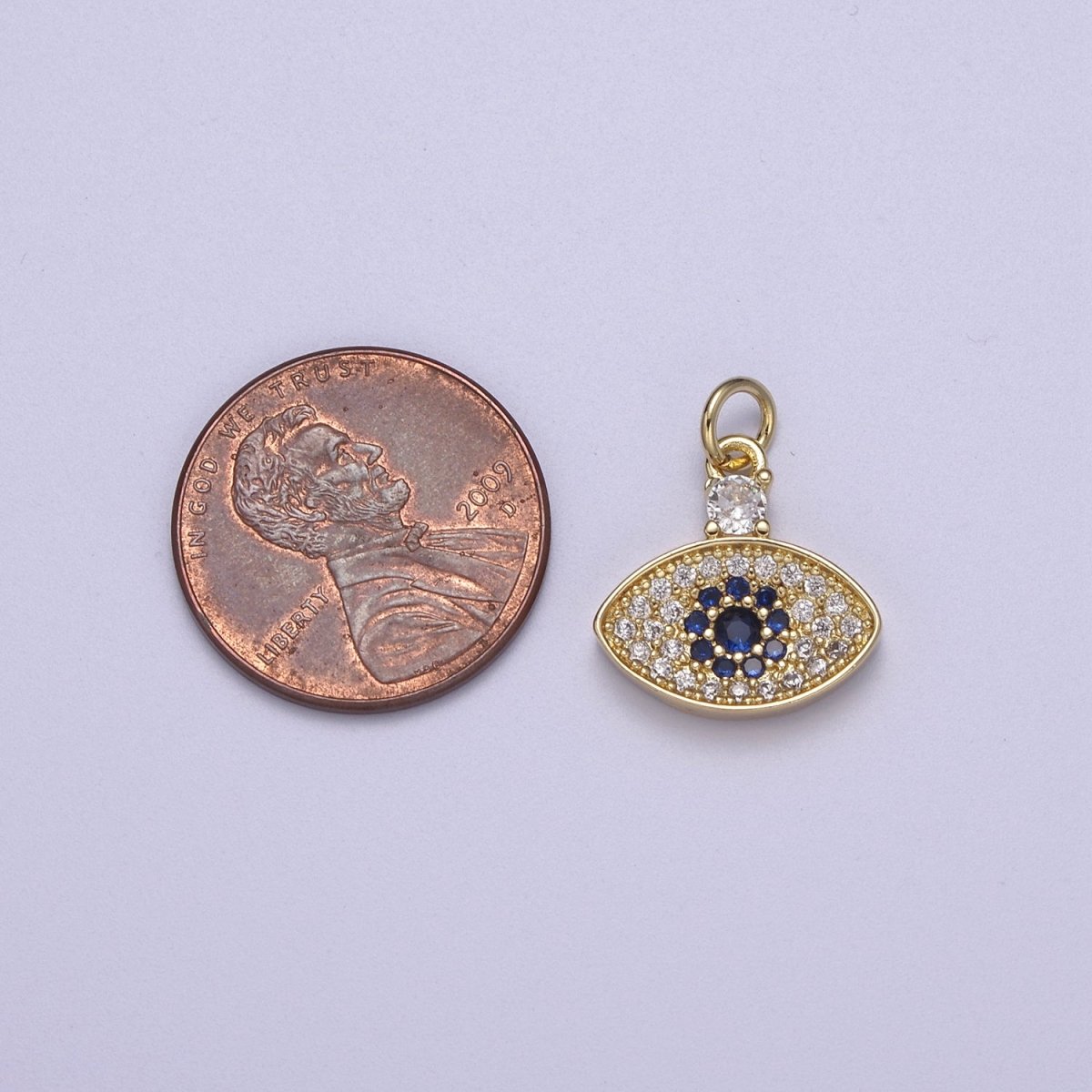 14K Gold Filled Evil Eye Pendant, Dainty Gold Eye Charm Jewelry, Good Luck, Amulet, Protection Pendant N-332 - DLUXCA