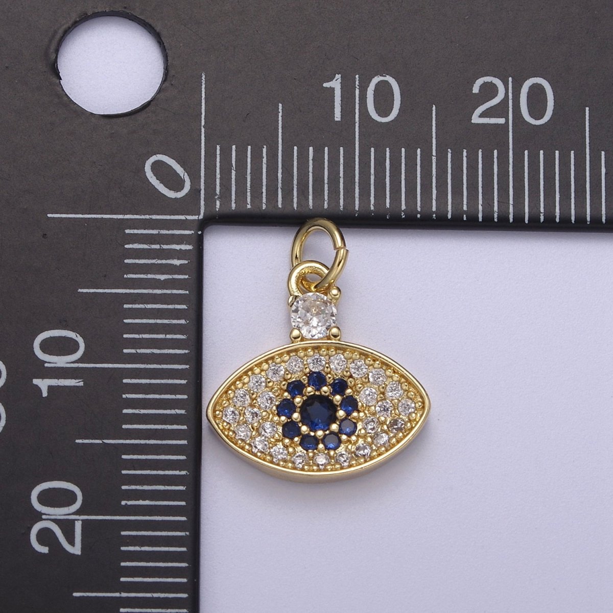 14K Gold Filled Evil Eye Pendant, Dainty Gold Eye Charm Jewelry, Good Luck, Amulet, Protection Pendant N-332 - DLUXCA