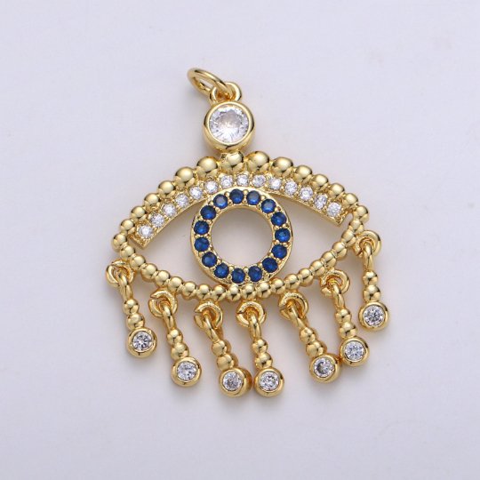 14K Gold Filled Eye Charm - Evil Eye Pendant Necklace - Gold Evil Eye Layering Necklace - Amulet Jewelry Gold medallion Dangle Charm D-867 - DLUXCA