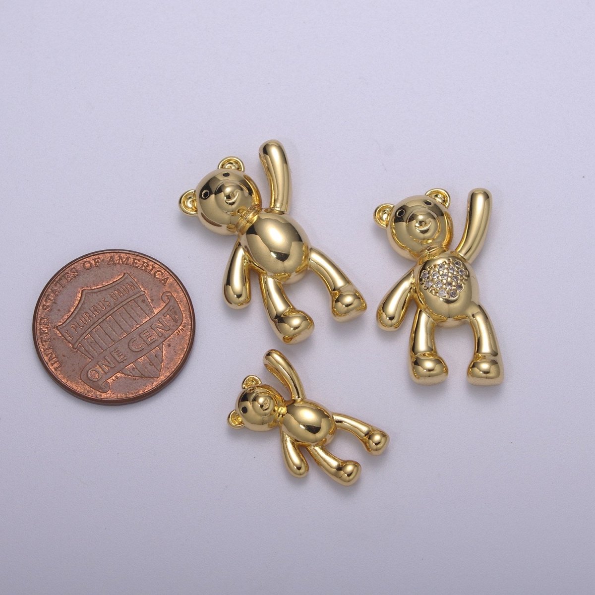 14k Gold Filled Family Daddy Mommy Teddy Bear Charm Dangle Pendant Hold My Hand Bear Hug Charm for Necklace Bracelet Supply M-746 - M-748 - DLUXCA