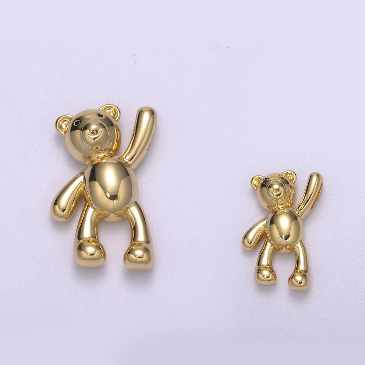 14k Gold Filled Family Daddy Mommy Teddy Bear Charm Dangle Pendant Hold My Hand Bear Hug Charm for Necklace Bracelet Supply M-746 - M-748 - DLUXCA