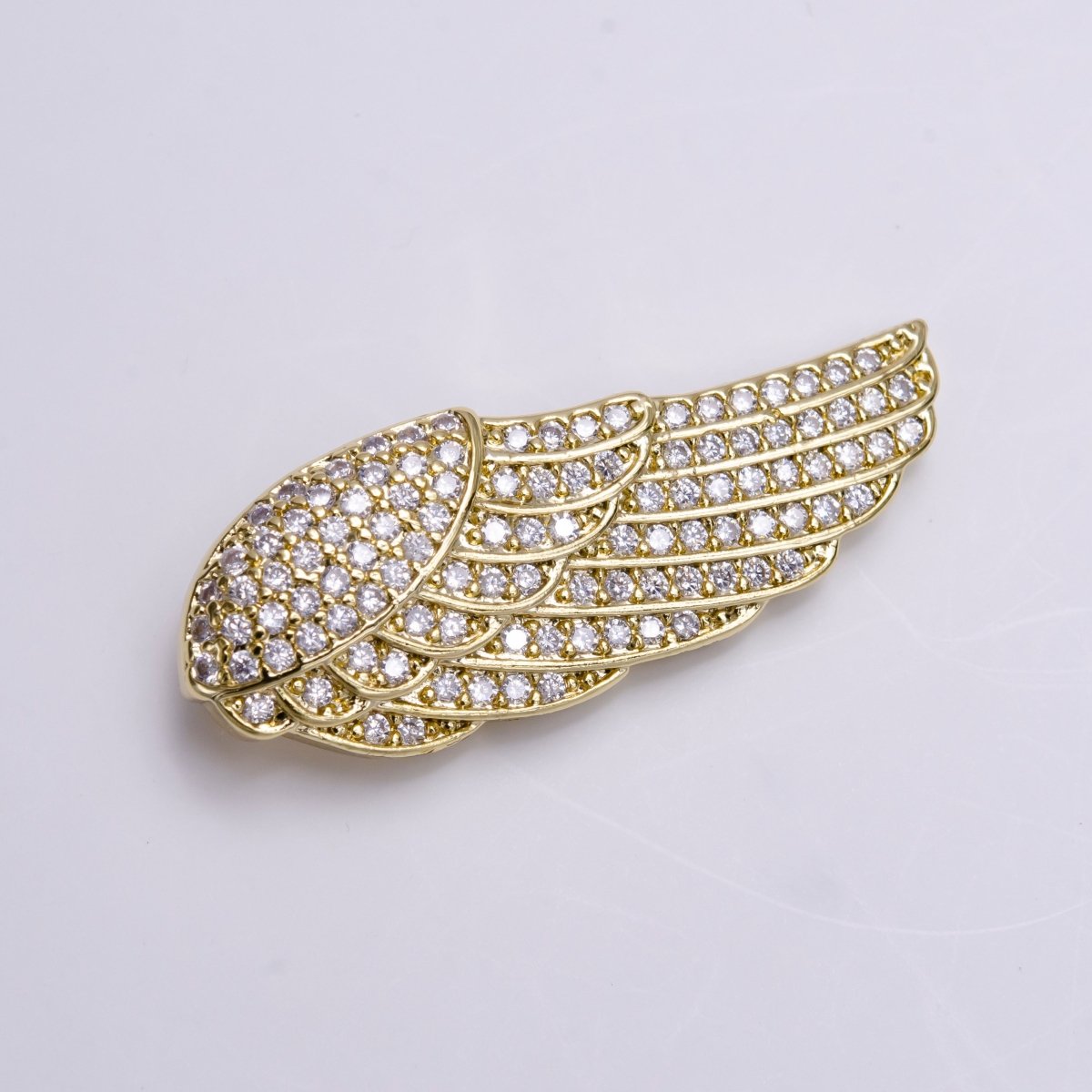 14K Gold Filled Feather Wings Micro Paved CZ Bail Pendant | AA542 - DLUXCA