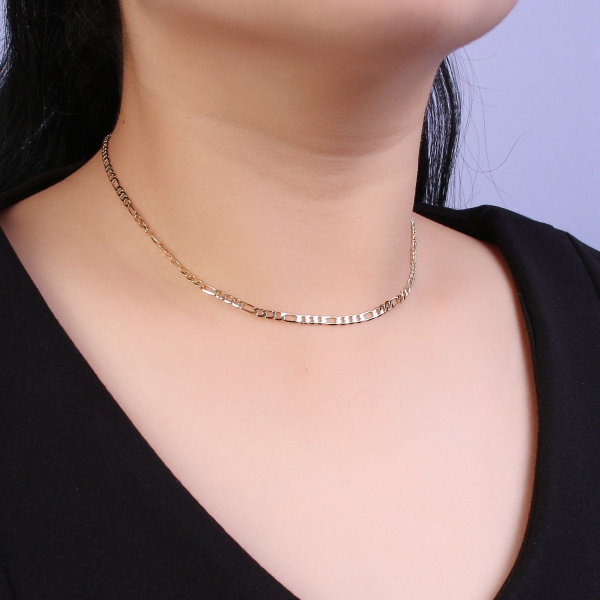 14K Gold Filled Figaro Necklace • Minimalist Necklace Chain • Unisex Figaro Chain • Figaro 16" 18" 20" Chains Ready to Wear | WA-666 WA-676 WA-677 Clearance Pricing - DLUXCA