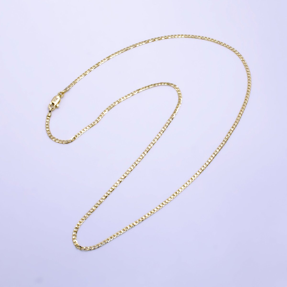 14K Gold Filled Flat Curb Link 1.7mm 18 Inch / 19.6 Inch Layering Chain Necklace | WA-216 WA-2320 Clearance Pricing - DLUXCA