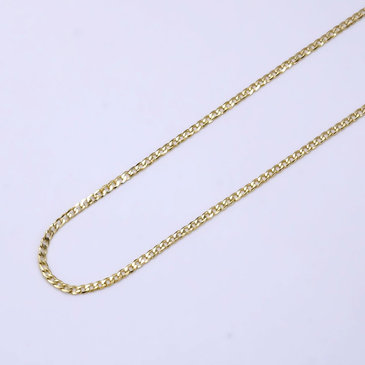 14K Gold Filled Flat Curb Link 1.7mm 18 Inch / 19.6 Inch Layering Chain Necklace | WA-216 WA-2320 Clearance Pricing - DLUXCA