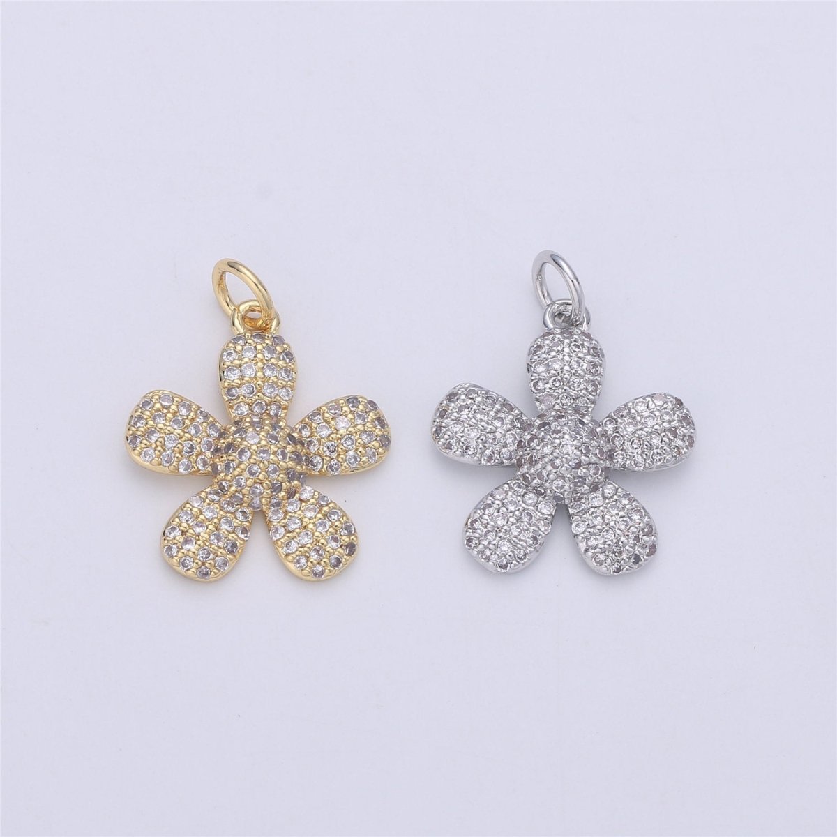 14k Gold Filled Flower Charm Micro Pave Daisy Charm Cubic Daisy Pendant Floral Pendant for Necklace Bracelet Earring Component C-925 - DLUXCA