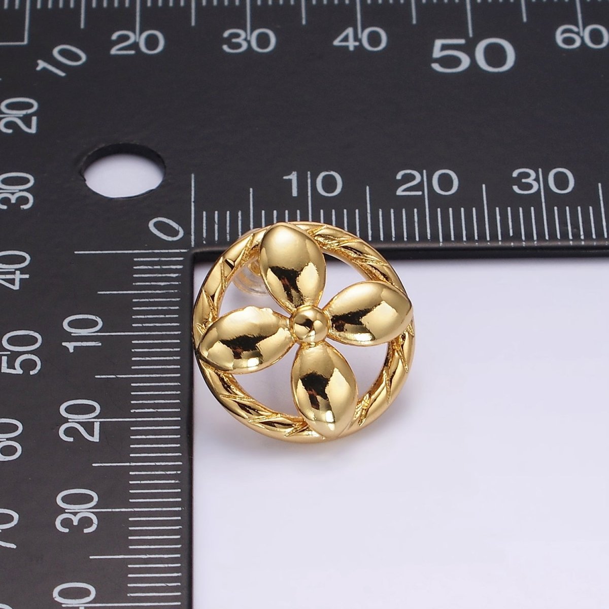 14K Gold Filled Flower Nature Open Lined Braided Round Stud Earrings | AE1004 - DLUXCA