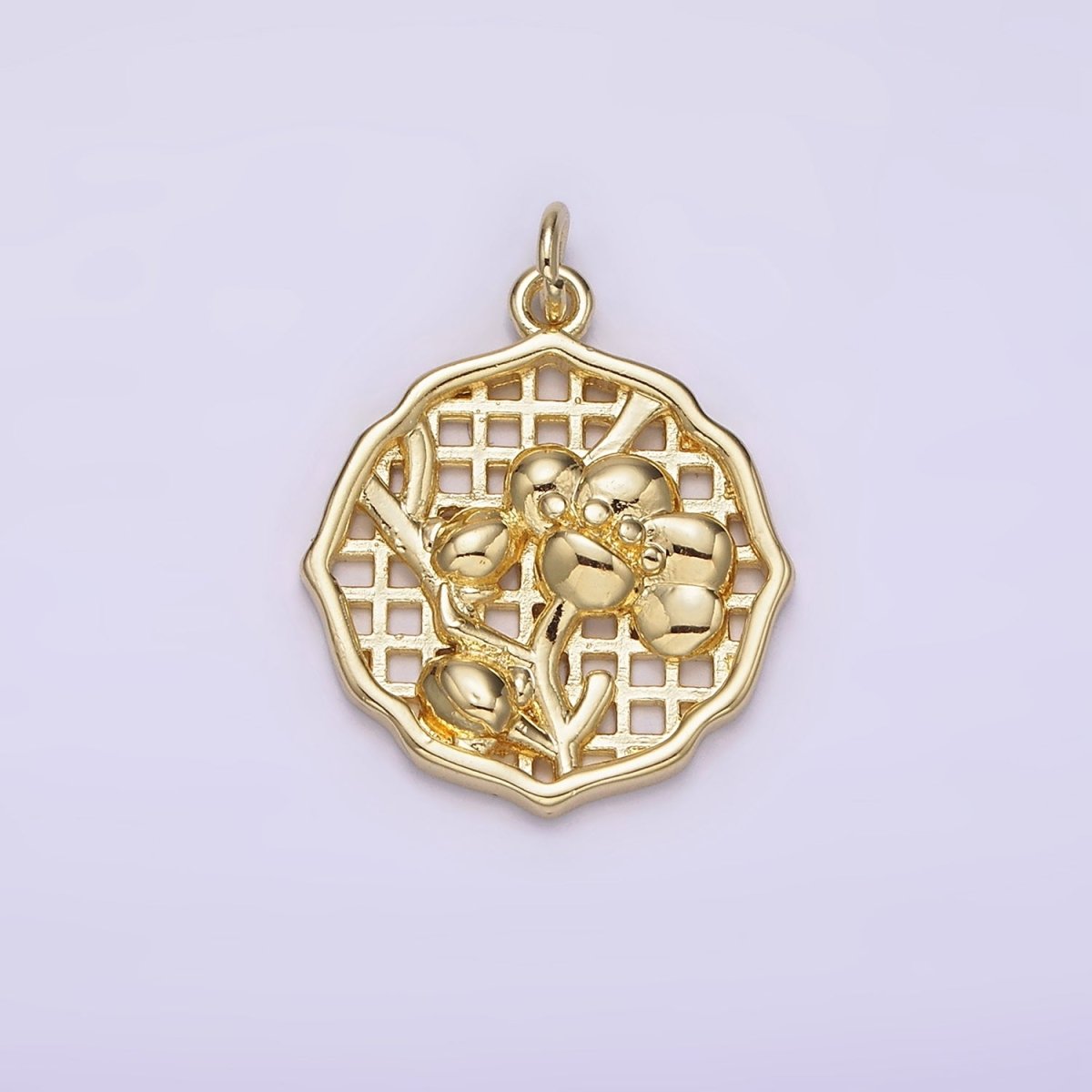 14K Gold Filled Flower Nature Rattan Charm | AG232 - DLUXCA