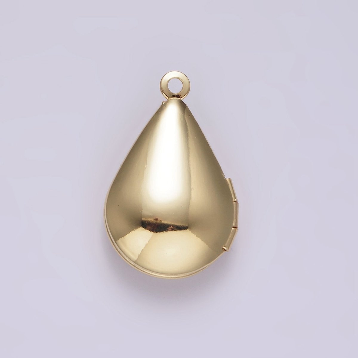 14K Gold Filled Flower Vine Leaf Teardrop Dome Minimalist Locket Charm | AG616 - DLUXCA