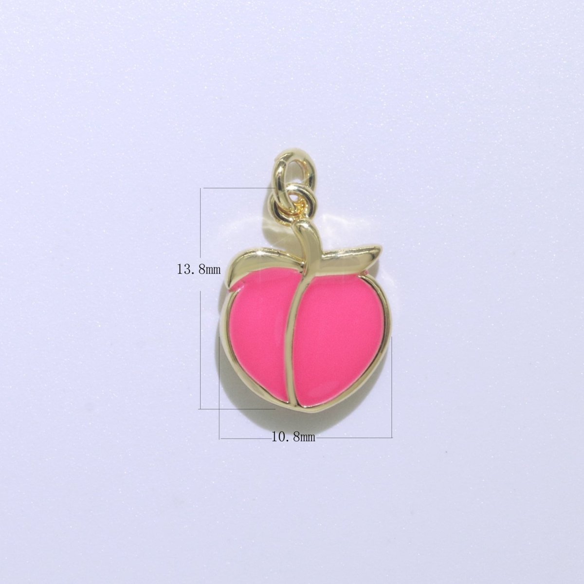14K Gold Filled Food Enamel Pink, Teal, Black, Orange, White Peach Charm Fruit Pendant for Necklace Bracelet Earring M-173-M-180 - DLUXCA