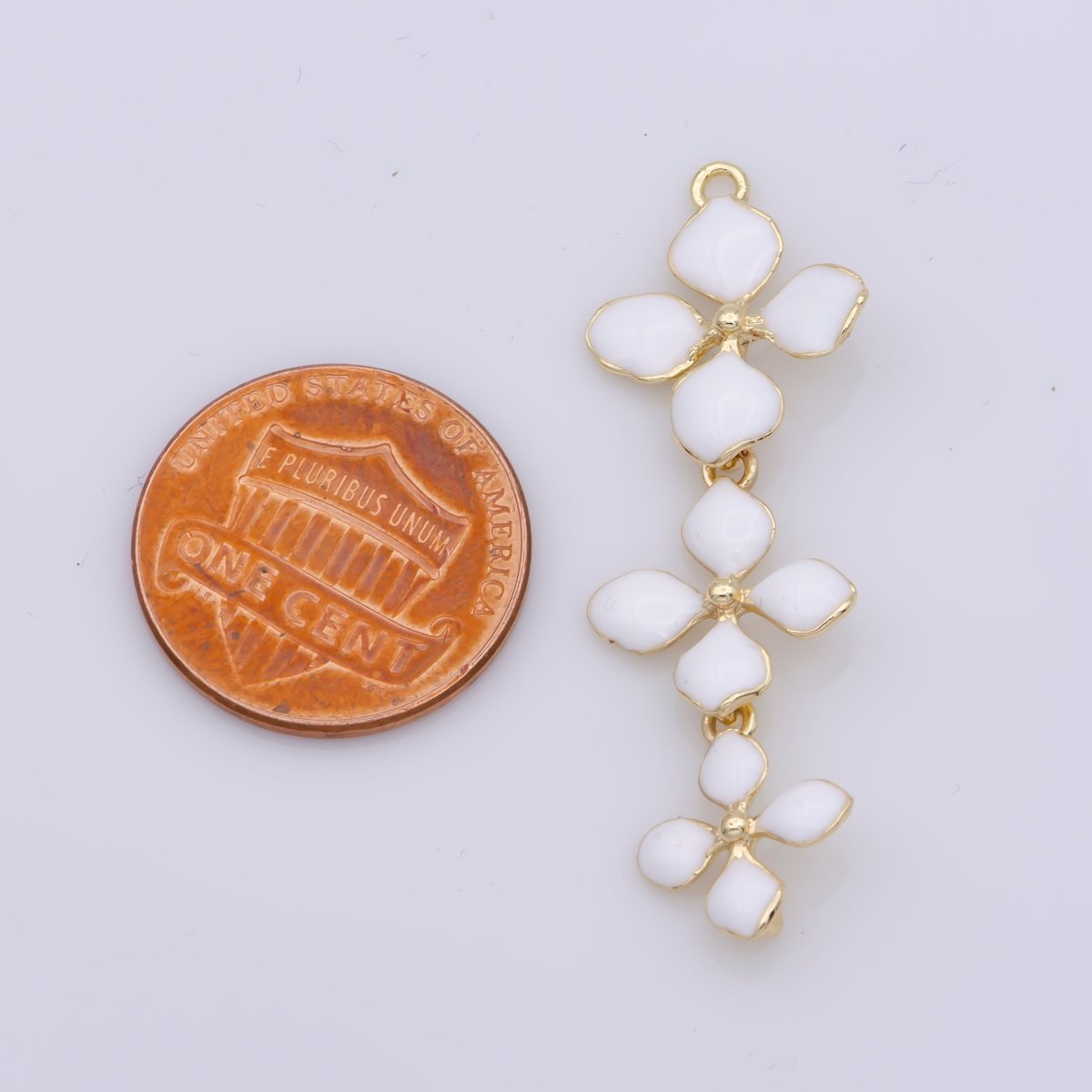 14K Gold Filled Four-Petal Flower Pendant, Enamel Flower Charm, Gold Flower Charm, Earring Necklace Making Findings 40x15mm F-934~F-936 - DLUXCA