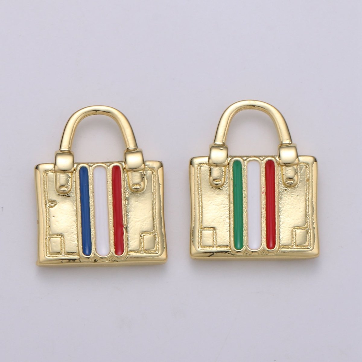 14K Gold Filled France, Italy Flag Suitcase Luggage Travel Charm | D-829 D-830 - DLUXCA