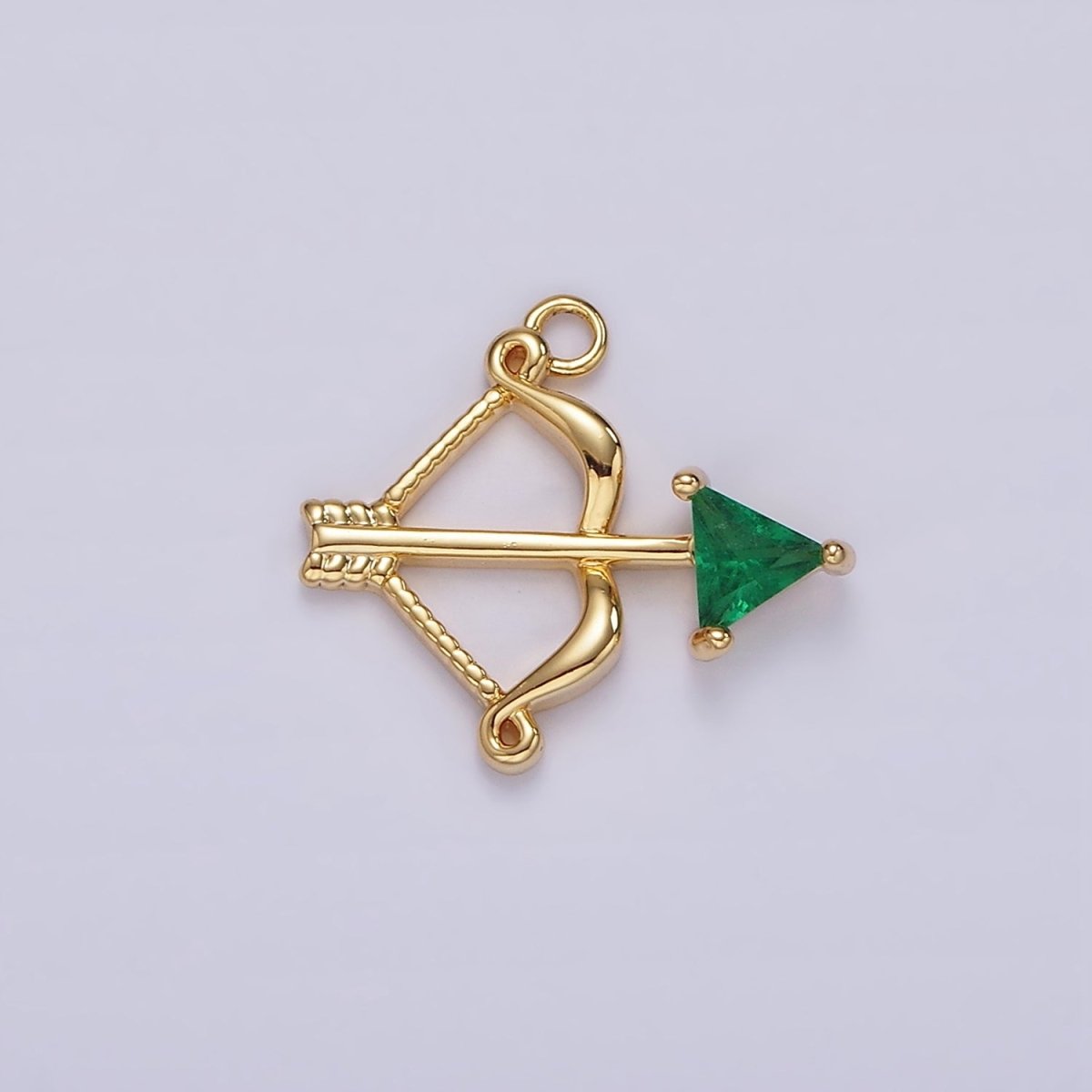 14K Gold Filled Fuchsia, Green CZ Arrow Bow Archery Open Charm | AG531 AG532 - DLUXCA