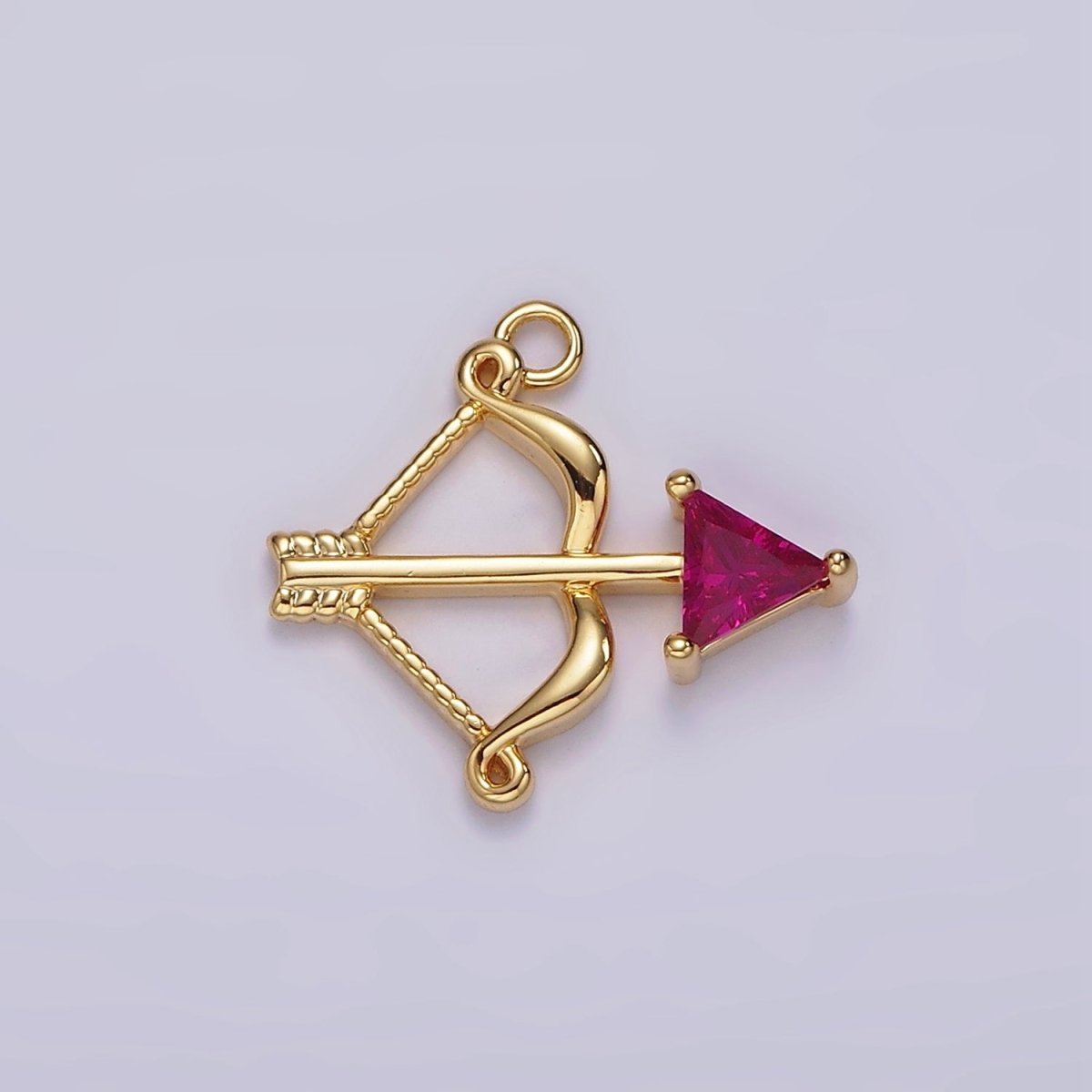 14K Gold Filled Fuchsia, Green CZ Arrow Bow Archery Open Charm | AG531 AG532 - DLUXCA