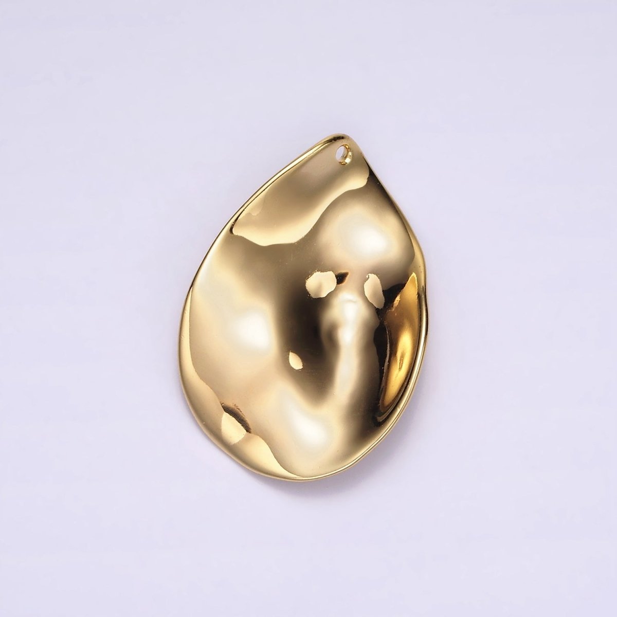 14K Gold Filled Geometric Hammered Teardrop Minimalist Charm | AC869 - DLUXCA