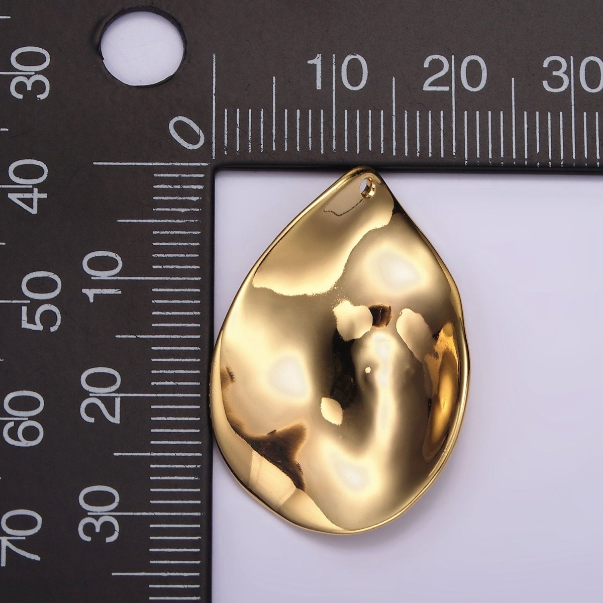 14K Gold Filled Geometric Hammered Teardrop Minimalist Charm | AC869 - DLUXCA