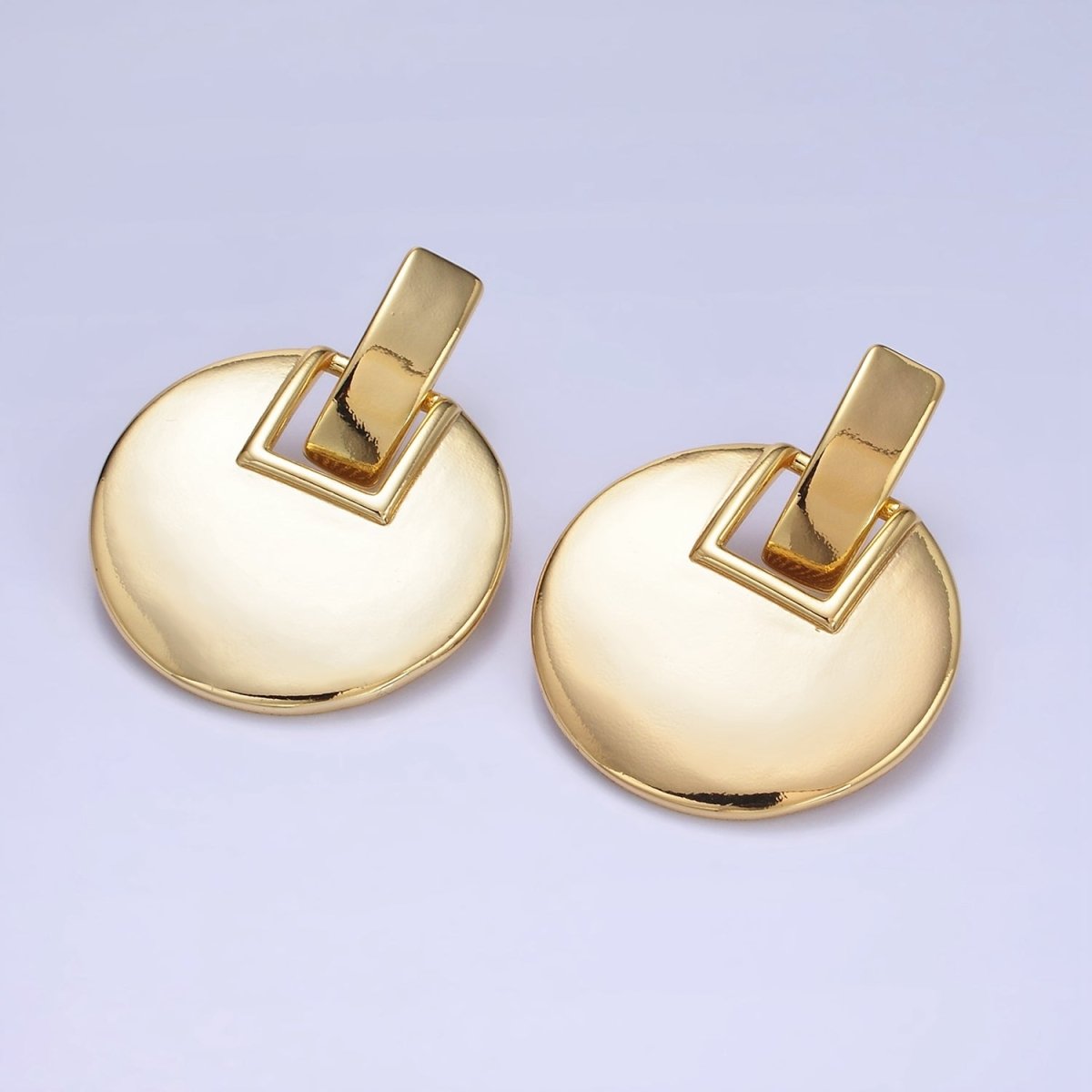 14K Gold Filled Geometric Round Bar Drop Stud Earrings | P462 - DLUXCA