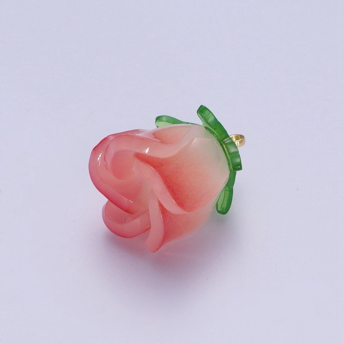 14K Gold Filled Glass Flower Tulip Rose Resin Charm Supply For DIY Summer Jewelry Making | X-736 X-737 X-738 X-739 - DLUXCA