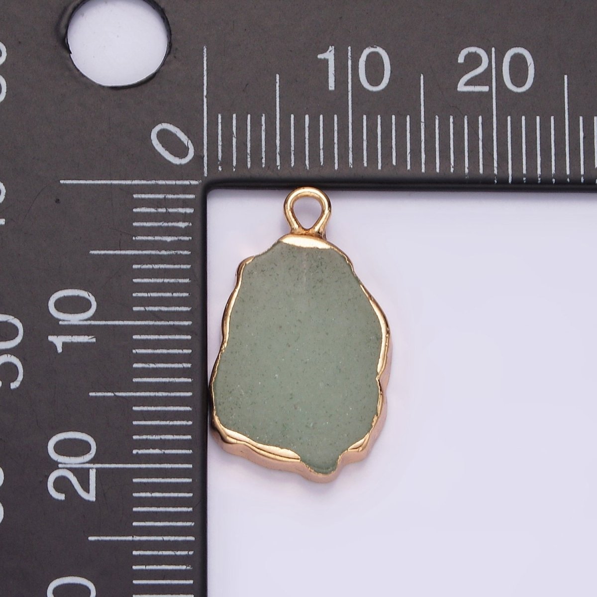 14K Gold Filled Green Aventurine Abstract Foiled Charm | N1742 - DLUXCA