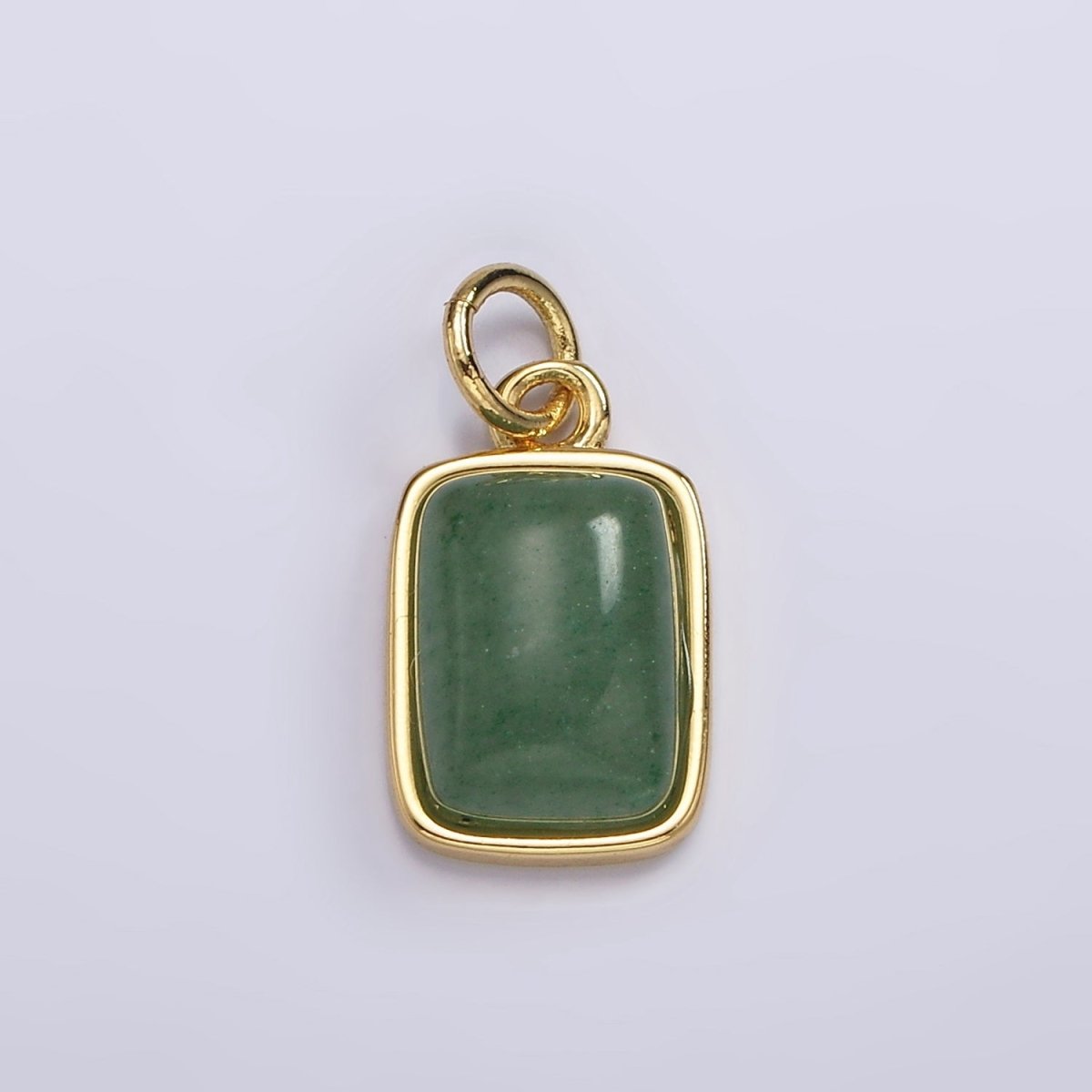 14K Gold Filled Green Aventurine Rectangular Bezel Charm | AG584 - DLUXCA