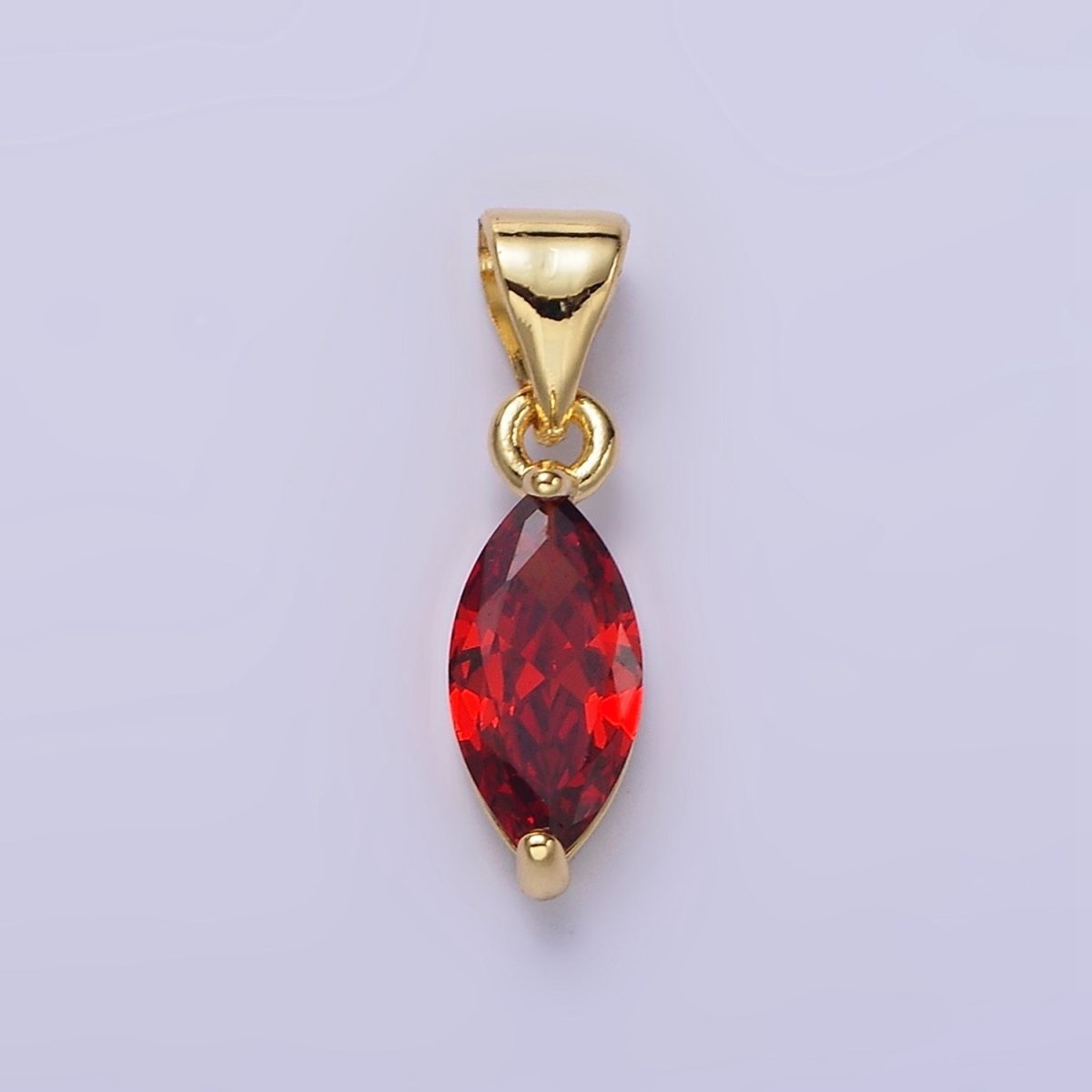 14K Gold Filled Green, Fuchsia, Olive, Red, Vermillion, Yellow, Blue, Purple, White Clear CZ Marquise Pendant | AA666 - AA675 - DLUXCA