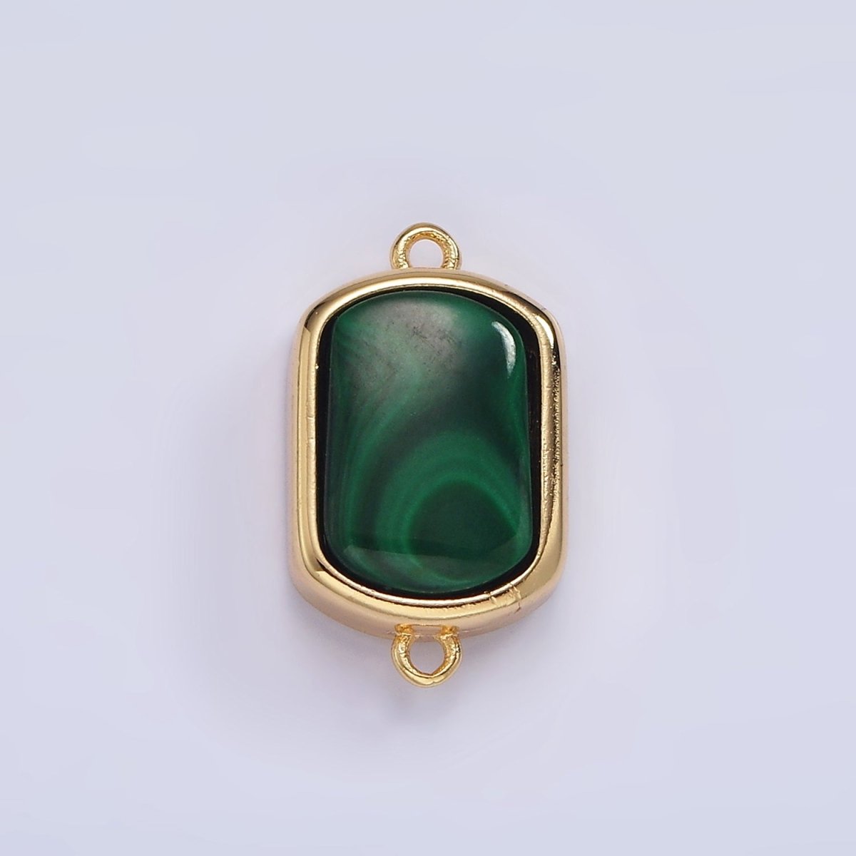 14K Gold Filled Green Malachite Oblong Bezel Connector | G217 - DLUXCA