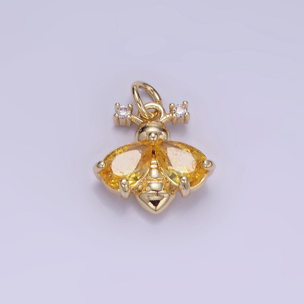 14K Gold Filled Green, Orange CZ Bumble Queen Bee Charm | W542 - DLUXCA