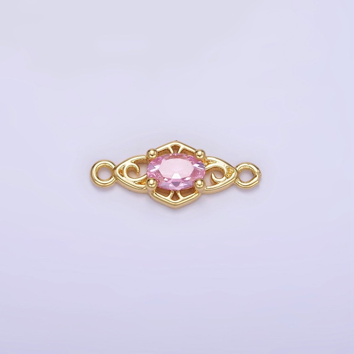 14K Gold Filled Green, Pink, Clear, Red, Blue, Purple CZ Artisan Connector | G347 - G349 - DLUXCA