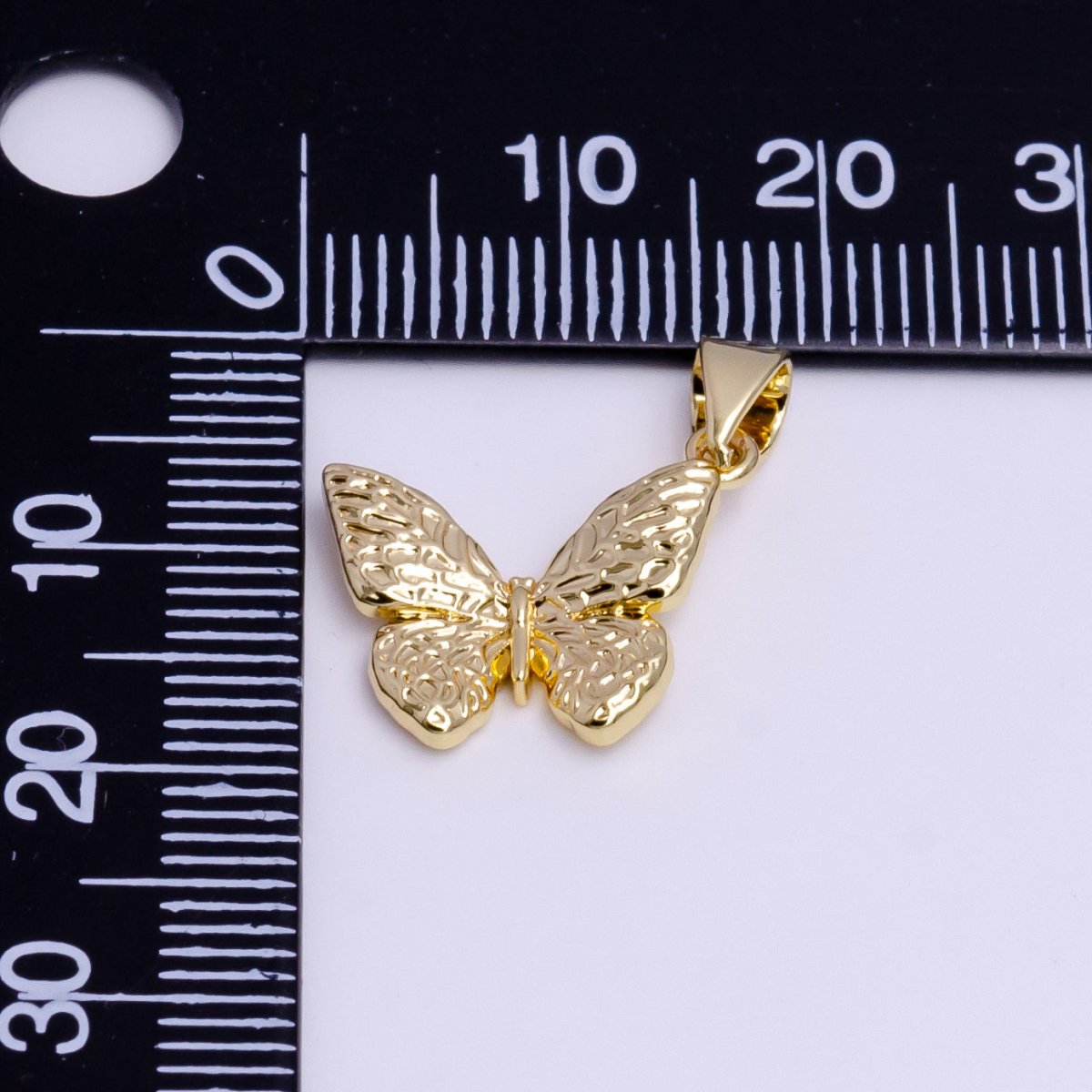 14K Gold Filled Hammered Textured Butterfly Mariposa Pendant | AA749 - DLUXCA