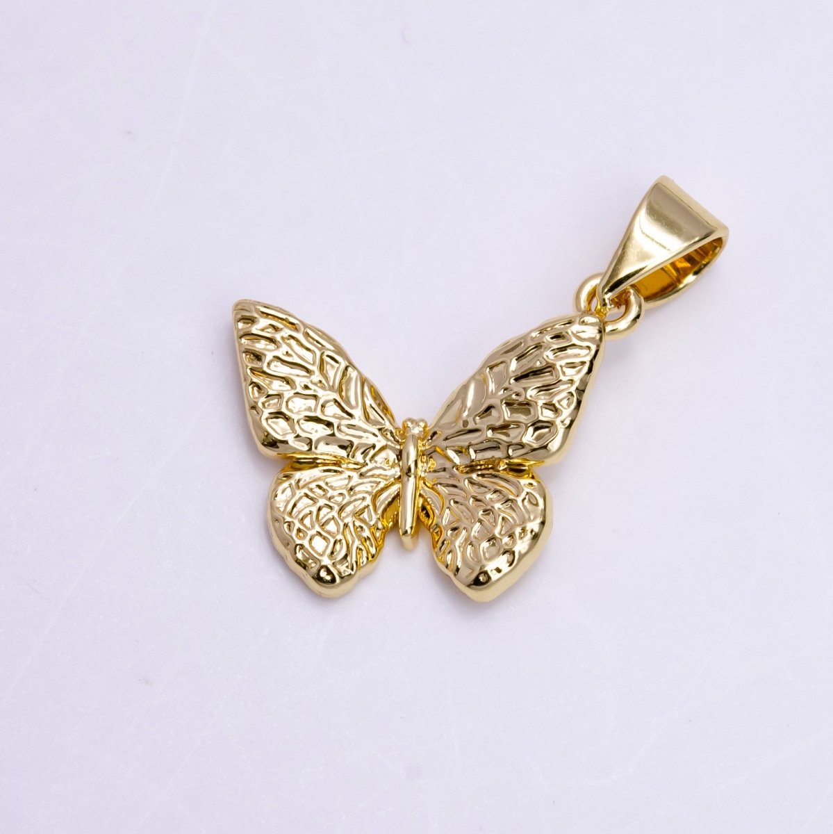 14K Gold Filled Hammered Textured Butterfly Mariposa Pendant | AA749 - DLUXCA