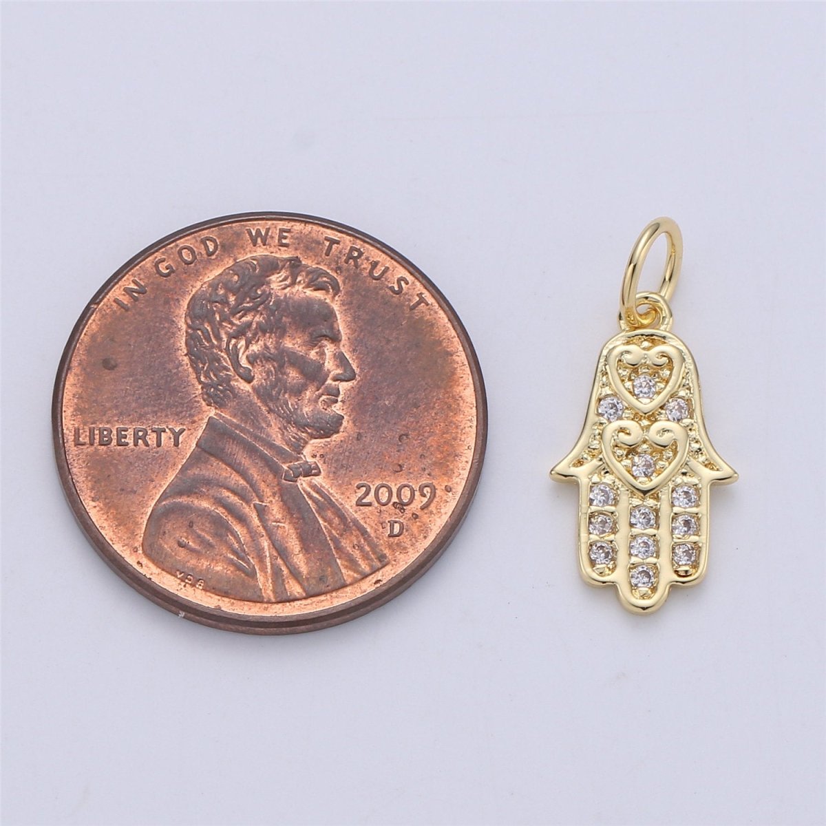 14k Gold Filled Hamsa Hand Charm Silver Hamsa Charm Micro Pave Charm, Amulet jewelry, Hand of fatima jewelry for Necklace Earring Bracelet C-839 E-913 - DLUXCA